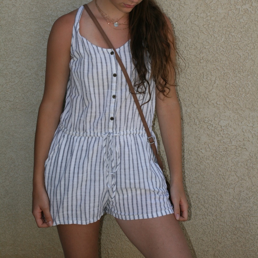 Blue&White striped romper